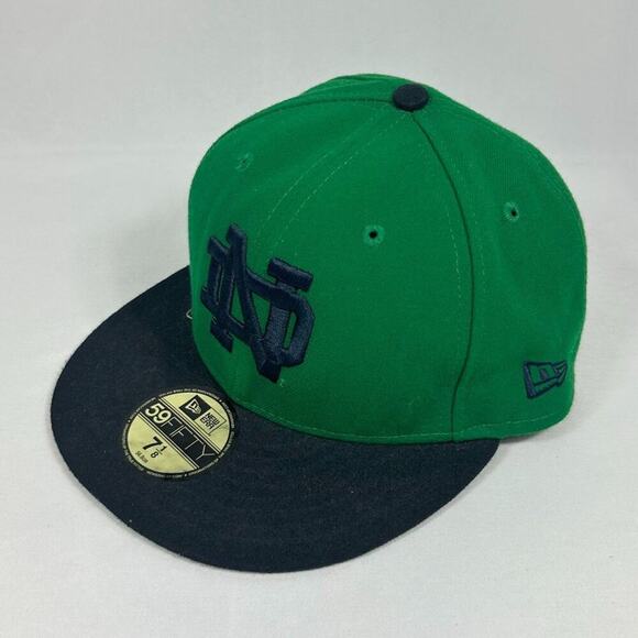 Notre Dame Fighting Irish New Era 59Fifty Fitted Cap Size 7 1/8 Green & Black - Picture 3 of 6